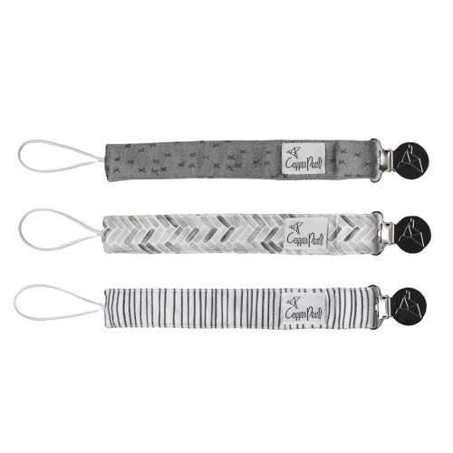 Copper Pearl Pacifier Clip 3-Pack: Premium Knit Binky Clips for Baby Girls and Boys - Stylish Stainless Steel Pacifier Holder Clip - Baby Pacifier Clips for No More Floor Drops - Alta