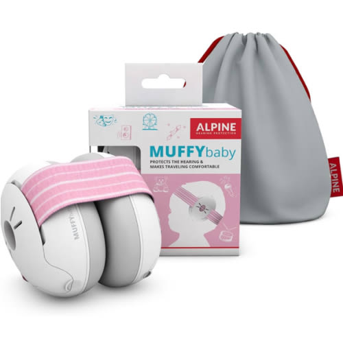 Alpine Muffy Baby Ear Protection for Babies and Toddlers up to 36 Months - CE & ANSI Certified - Noise Reduction Earmuffs - Comfortable Baby Headphones Against Hearing Damage & Improves Sleep - Pink