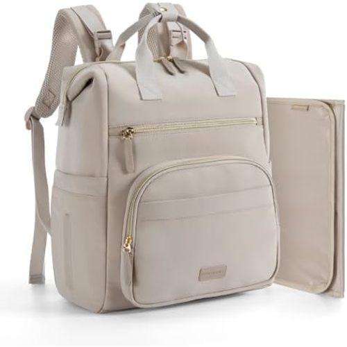 mommore Neoprene Diaper Bag Backpack Small Lightweight Baby Diaper Bags Water Resistant Diaper Backpack for Boys Girls Newborn with Changing Pad, Stroller Straps