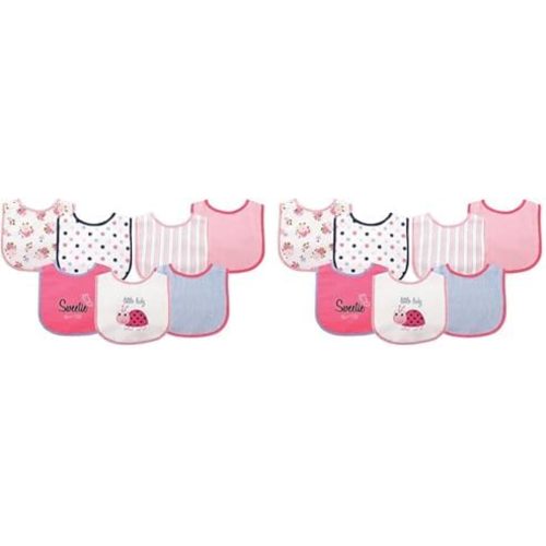 Luvable Friends Unisex Baby Cotton Terry Drooler Bibs with PEVA Back