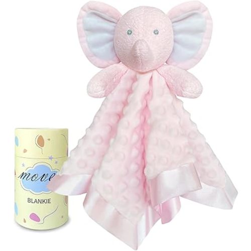 Loveys for Babies, Soft Baby Security Blanket Lovies for Babies, Stuffed Animals Blankie for Newborn Infant with Baby Snuggle Toy, Boys Gilrs Gifts Pink Elephant Security Blanket 16 Inch