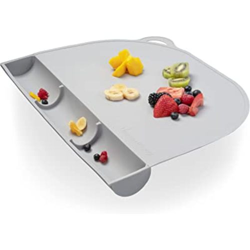 UpwardBaby Silicone Placemats for Toddlers- Suction Baby Placemat for Restaurants & Home with Food Catching Pockets for Dining Table-Washable Wipeable Nonslip BPA-Free Placemats for Kids