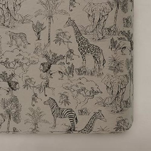 Oilo Crib Sheet, Breathable 100% Turkish Cotton Fitted Jersey, 300 Thread Count, Machine Washable, Fits Standard Crib (28" x 52" x 6"), Toddler Bedding, (Vintage Safari)