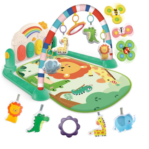 Baby Gyms Play Mats, Tummy Time Mat Toys, Infant Play Mat and Activity Gym, Baby Play Piano Gym Mat, Play Mats for Babies Newborns and Toddlers, Baby Activity Mat Toys 0-3-6-12 Months (Green)