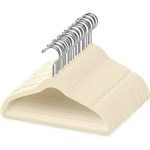 50 Premium Baby Velvet Hangers - 11.8" Inch Non-Slip Baby Hangers, Ultra-Slim Space-Saving Children Hangers - 360° Swivel Hook, Strong & Durable Infant & Toddler Clothes Hangers - Ivory
