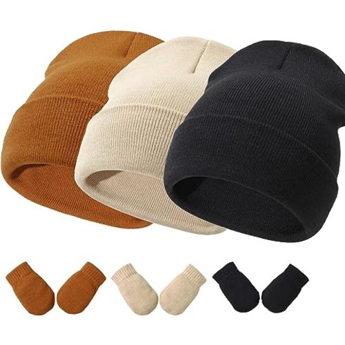 Baby Hats and Mittens Set Infant Toddler Beanie Caps Hospital Hat Set Newborn Gloves for Baby Boys Girls