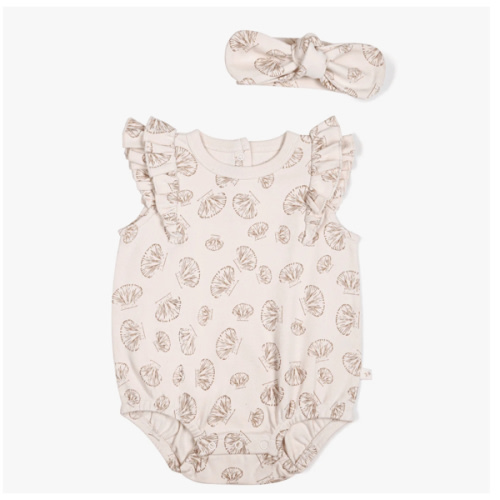 Organic Baby Flutter Bubble Onesie - Seashells