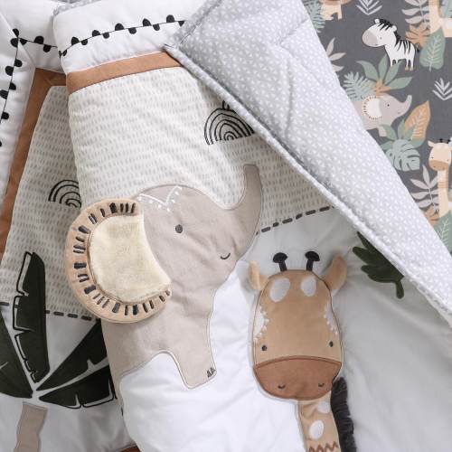 The Peanutshell Organic Cotton Crib Bedding Set for Baby Boys or Girls, Safari Serenity, 4 Pieces