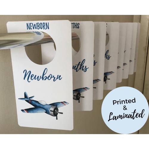 PRINTED & LAMINATED Baby Closet Dividers | Airplane Theme | 8 Closet Organizers | Baby Boy's Nursery Room Decor| Aviator, Pilot, Vehicle