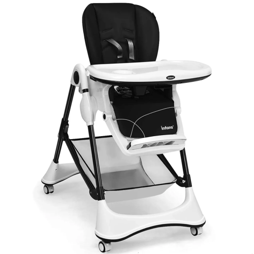 INFANS High Chair with One-Hand Removable Tray, Lockable Wheels & Stor – Infansbaby