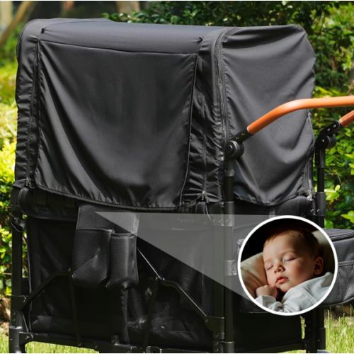 Stroller Sun Shade & Mosquito Net Cover 2-in-1 Wagon Canopy for Wonderfold W4 Luxe Elite,Wonderfold Canopy W4,UV Protection Stoller Cover with Adjustable Mesh Side Panels