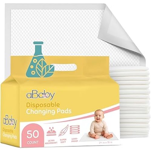 Disposable Changing Pads for Baby (50 Pack) Super Soft and Ultra Absorbent Baby Changing Pad - Leak Proof Diaper Changing Pads for Stress-Free Baby Diaper Changes - White
