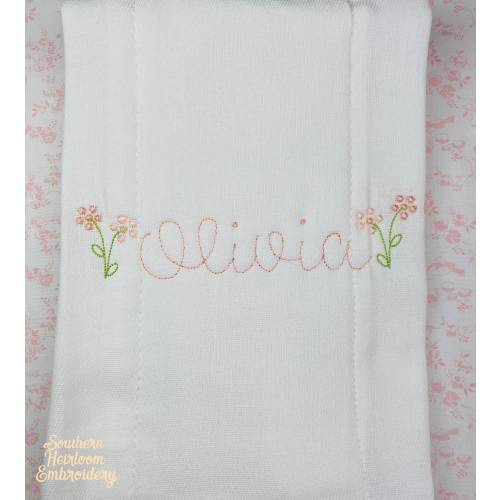 Monogram Name Bib Burp Cloth, Floral Monogrammed Bib Burp Cloth, Baby Gift Set, Baby Girls Bib Burp Cloths, Embroidered Bib Burp Cloth