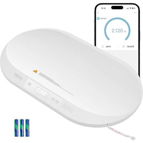 VEVOR Baby Scale, Smart Bluetooth Infant Scale with Measuring Tape, Digital Toddler Scale for Weight and Height Track - with Hold & Tare Function, 5 Units for Babies, Toddlers, Pets, 88LBS Capacity