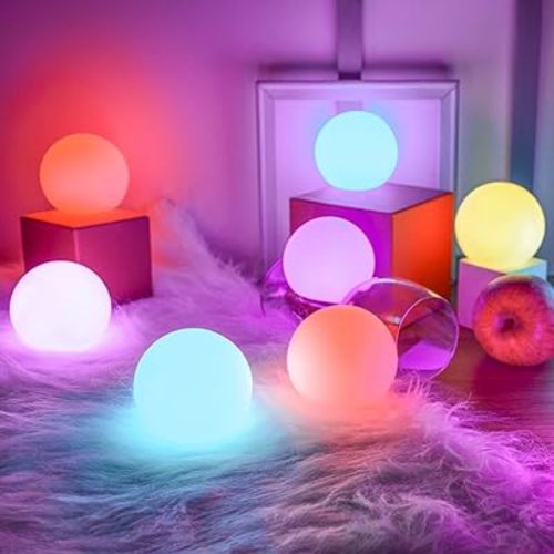 YESIE 8Packs Rechargeable Floating Pool Lights, 3-Inch LED Balls, Fast Charging, 150°F Durable Orb, Remote Control, 12hrs Working Time, 3 Timers, Inground/Above Pool Accessories, Aesthetic Room Décor