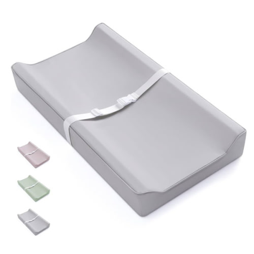 Blissful Diary Vegan Leather Baby Changing Pad with Waterproof & Wipe-Clean PU Cover, Standard Size Cozy Diaper Changing Pad for Dresser and Table, Light Gray