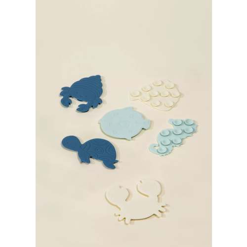 Set of 6 Silicone Mini Bath Suction Toys