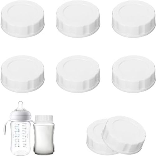8 PCS Travel Bottle Caps Compatible with Avent Bottles, Bottle Lids Replacement with Sealing Ring Compatible with Avent Wide-Mouth Bottles, Leak-Proof and Non-Slip Baby Bottle Caps for Avent Bottle