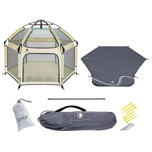 POP 'N GO Premium Outdoor Baby Playpen with Self-Inflating Playmat: Warm Ivory