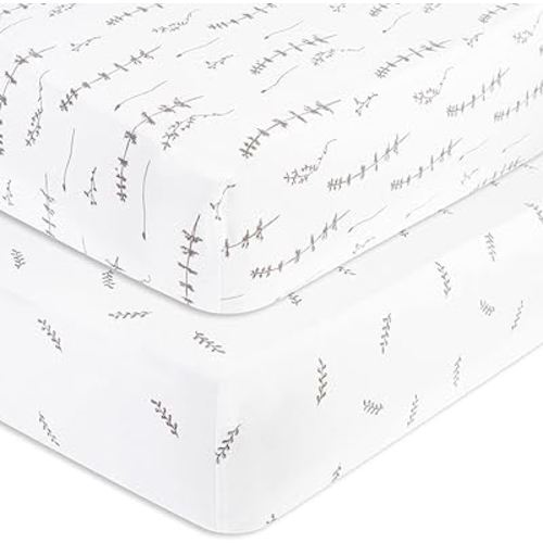 Crib Sheets Set 2 Pack - Baby Crib Sheets with 100% Jersey Cotton - Crib Sheets for Boys and Girls, Newborn Essentials (Forest Grey)