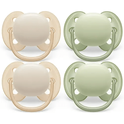 Philips Avent Ultra Soft Pacifier - 4 x Soft and Flexible Baby Pacifiers for Babies Aged 0-6 Months, BPA Free with Sterilizer Carry Case, SCF091/23