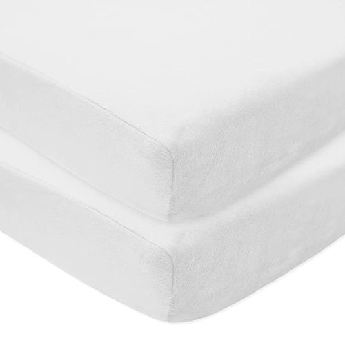 American Baby Company 2 Pack Heavenly Soft Chenille Fitted Crib Sheet 28" x 52", Warm and Cozy Neutral Chenille Sheet, White, for Boys and Girls, Fits Crib and Toddler Bed mattresses - Pack of 2