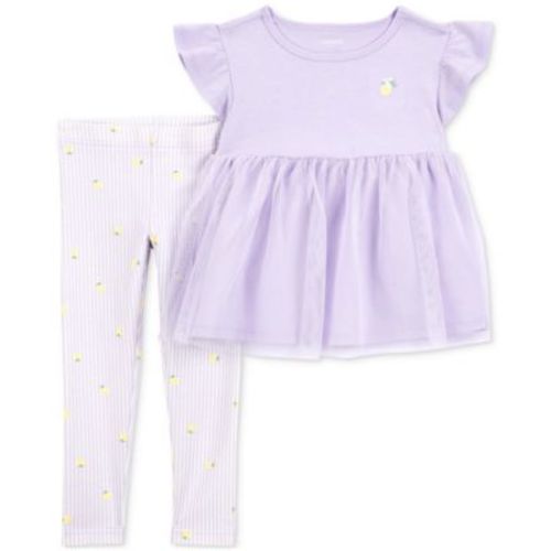 Baby Girls Lemon Tulle Top & Leggings, 2 Piece Set