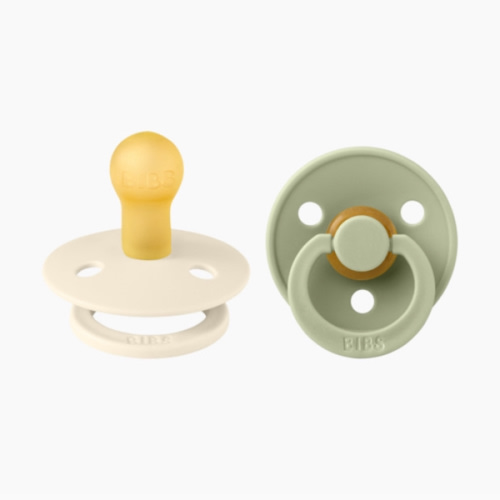 BIBS Pacifiers | Natural Rubber Baby Pacifier | Set of 2 BPA-Free Soothers | Made in Denmark | Sage/Ivory | Size 0-6 Months