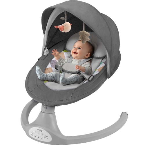 Bioby Electric Baby Swing, Infant Rocker with Remote Control, 5 Sway Speeds, Bluetooth Music, Grey