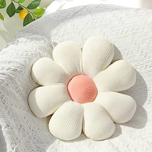 Flower Pillow,Daisy Pillow Flower Shaped Throw Pillow,Cute Pillows Flower Cushion,Flower Floor Pillow Seating Cushion Room Decor Pillow for Bed,Sofa,Couch(23.6",White)