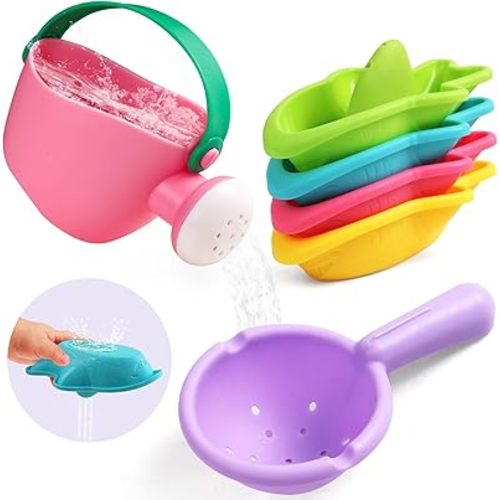 Baby Bath Toys for Kids Ages 1-3 6 PCS Toddler Bath Toys Mold Free for 12+ Months Bathtub Beach Sand Pool Water Table Toys for 1 2 3 4 5 6 Years Old Girls Boys