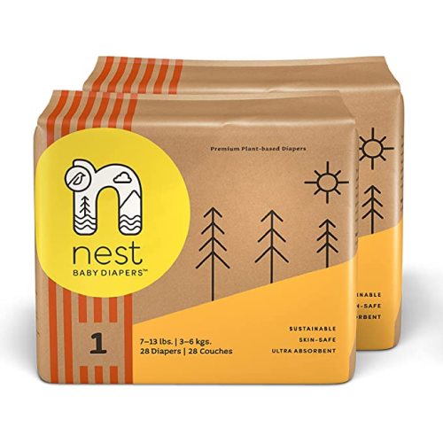Amazon.com: Nest Baby Diapers, Size 1, 7-13 lbs. (56 Count) Disposable Premium Diapers for Newborn Babies, Gentle Plant-Based Materials, Fragrance-Free : Baby