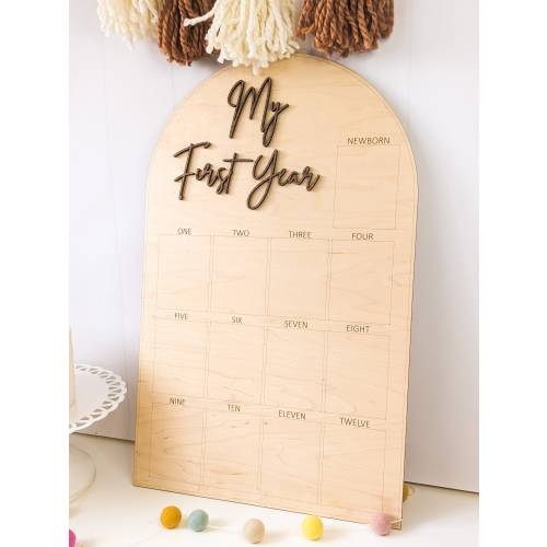 One Year of Photo Board, Wood Photo Board, Milestone Board, 1st Birthday Board, First Birthday Decorations Girl, 12 Months Photo Banner