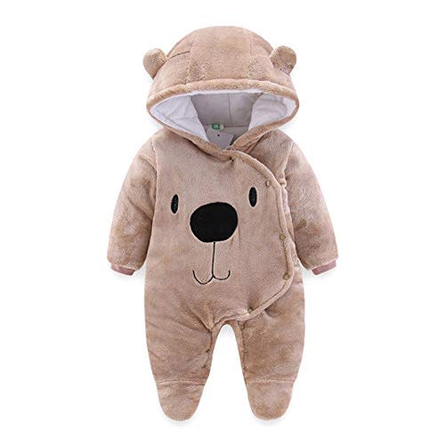 BOZWELL Newborn Baby Cartoon Bear Snowsuit Infant Jumpsuit Footie Romper Winter Coat Romper