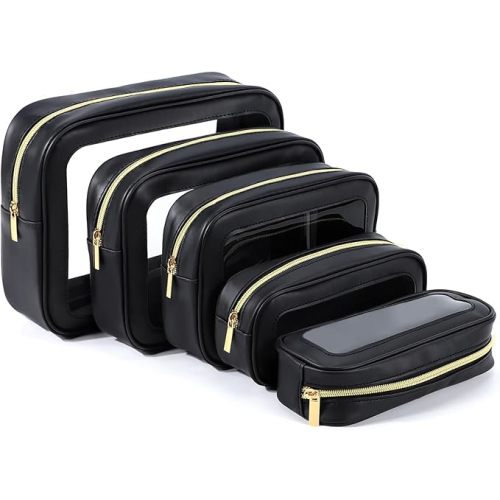 5PCS Diaper Bag Organizer Pouch Set, TSA Approved Toiletry Bag，Clear Waterproof TPU Makeup Bag Set Travel Organizer Bags for Women and Kids