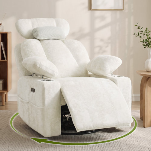 Rebrilliant Power Swivel Glider Recliner Chair with Flip-Up Armrests | Wayfair