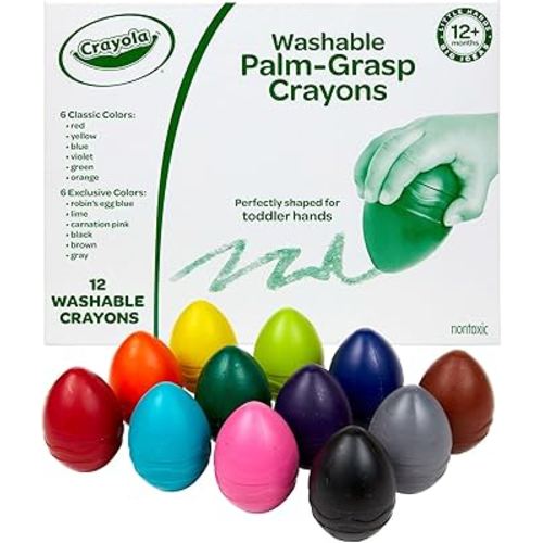 Crayola Egg Crayons (12ct), Jumbo Washable Crayons, Big Crayons For Toddlers, Preschool Art Supplies, Toddler Gifts, Ages 1+