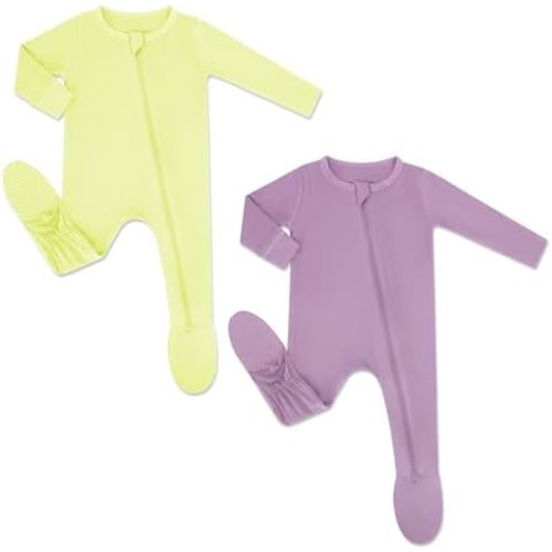 HAPIU Rayon from Bamboo Baby Footed Pajamas, 2 Way Zipper YKK, Footie for Baby Boy Girls, Newborn-24 Months