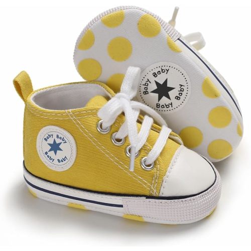 Unisex Baby Girls Boys Canvas High-top Shoes, Newborn Infant Anti-Slip Soft Sole Frist Walking Breathable Sneakers