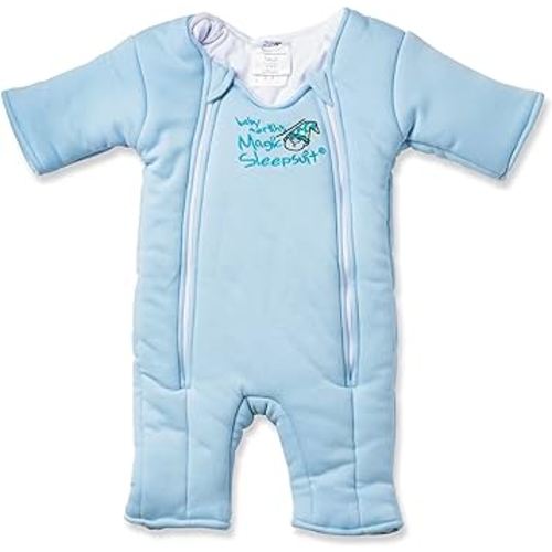 Magic Sleepsuit Baby Merlin's 100% Cotton Baby Transition Swaddle - Baby Sleep Suit - Blue - 3-6 Months