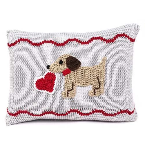 Valentine Puppy Pillow, Grey - Melange Collection | Maisonette