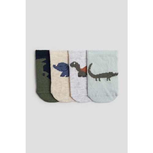 4-pack Ankle Socks, Light dusty green/crocodile