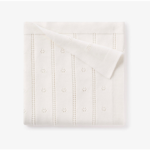Cream Pointelle Knit Baby Blanket