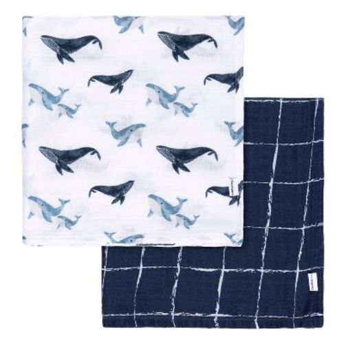 Gerber Baby Muslin Blankets, Coastal Calm, 2-Pack