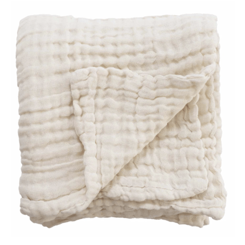 Organic Cotton Gauze Swaddle Blanket- Vanilla