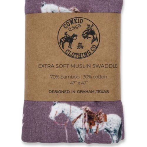 Mauve Ranch Horse Bamboo Muslin Swaddle – Cowkid Clothing Company