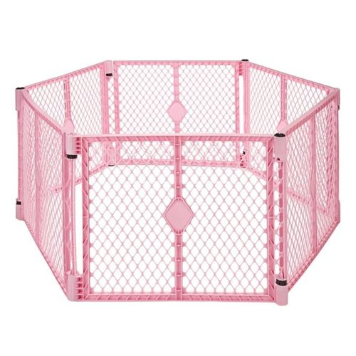 Toddleroo by North States - Superyard Baby Play Yard: Freestanding 6 Panel Baby Playpen - Indoor or Outdoor Use - Made in USA - Encloses Up to 18.5 Square Feet - 26 Inches Tall - Pink