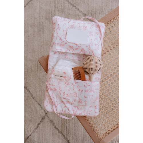 Wet Wipes and Diaper Clutch - Toile De Jouy/Pink