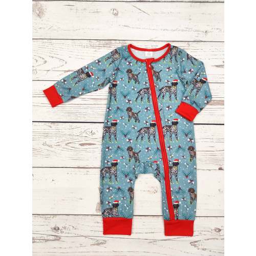 Baby Boy Christmas Dog Print Bamboo Zippy Sleeper – Unruled Revival