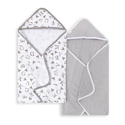 Burts Bees Baby Infant Hooded Towels A-Bee-C Organic Cotton, Unisex Bath Essentials and Newborn Necessities, Soft Nursery Towel with Hood Set, 2-Pack Size 29 x 29 Inch